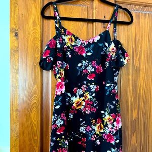 Express Black Floral Off Shoulder Mini Dress